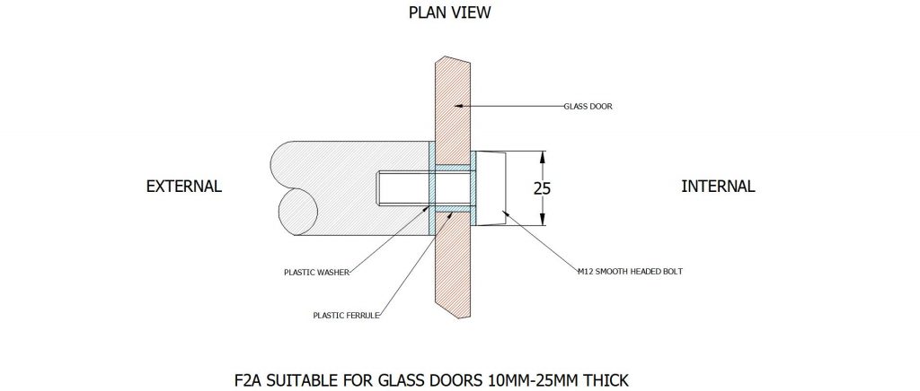 F2A SUITABLE FOR GLASS DOORS 10MM-25MM THICK