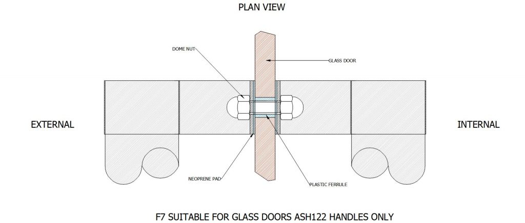 F7 SUITABLE FOR GLASS DOORS (ASH 122 style handle only)