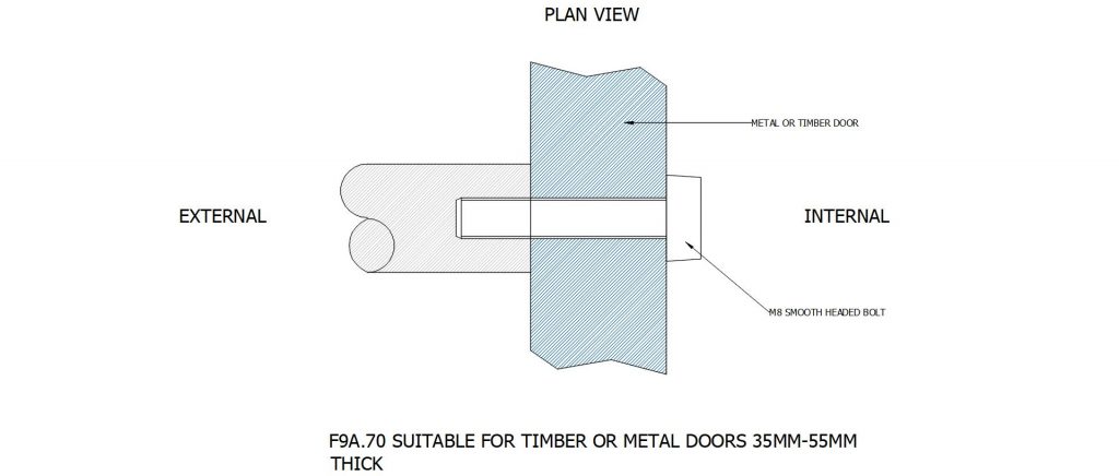 F9A.70 SUITABLE FOR TIMBER OR METAL DOORS 35MM – 55MM THICK