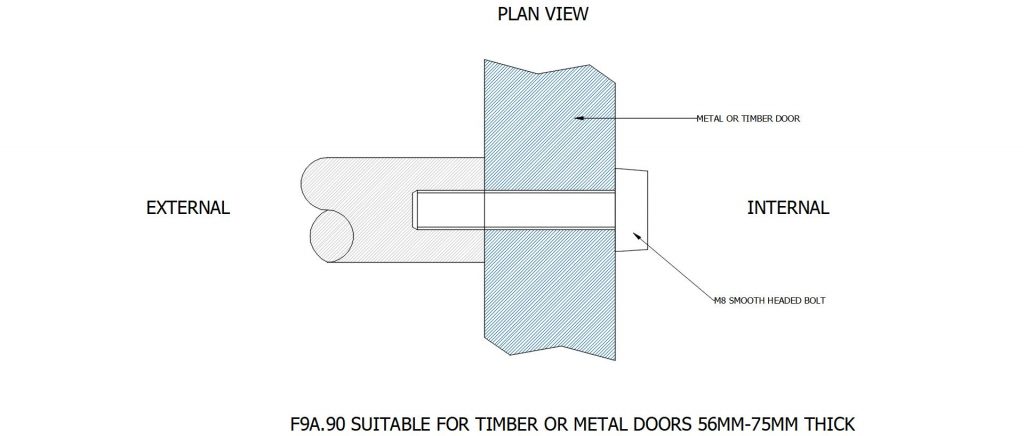 F9A.90 SUITABLE FOR TIMBER OR METAL DOORS 56MM – 75MM THICK