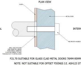 F21.110 SUITABLE FOR GLASS CLAD METAL DOORS 76MM – 95MM THICK
